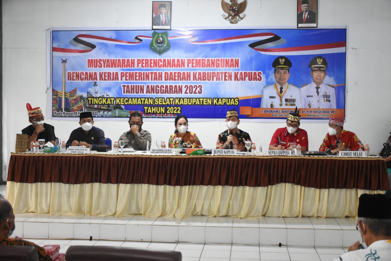 Bupati Kapuas Hadiri Kegiatan Musrenbang RKPD Kabupaten Kapuas Tingkat Kecamatan Selat Untuk Anggaran Tahun 2023