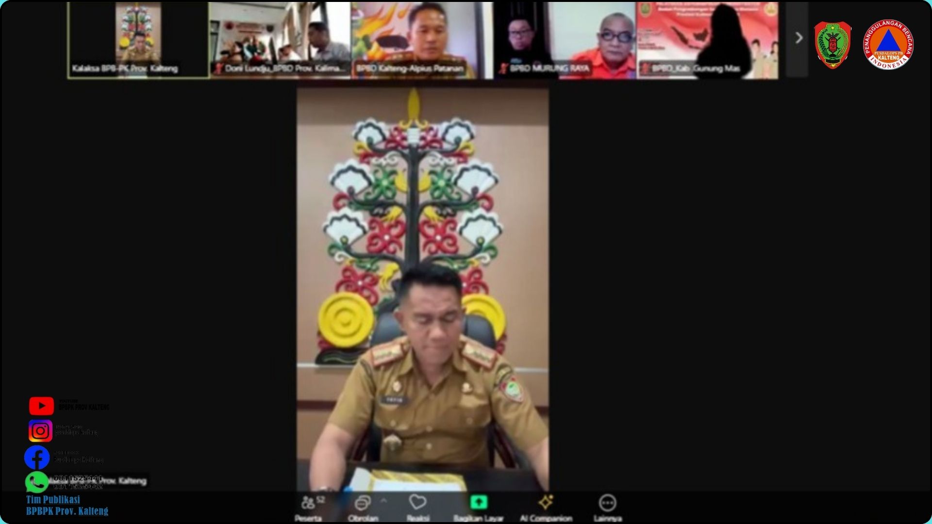 BPBPK Prov. Kalteng Gelar Rapat Lanjutan Rencana Aktivasi Posko dan Pos Lapangan Satgas Pengendali Karhutla