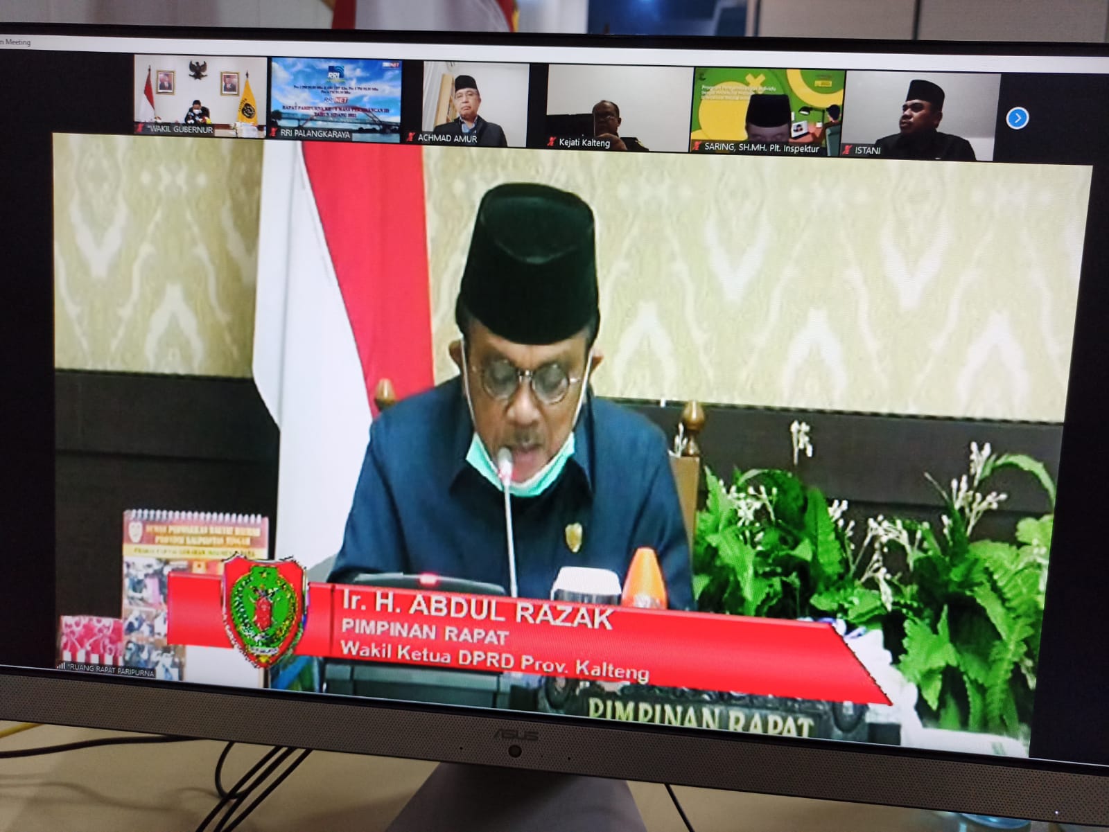 Wagub H. Edy Pratowo Hadiri Rapat Paripurna ke-8 Masa Persidangan III Tahun Sidang 2021 DPRD Prov Kalteng
