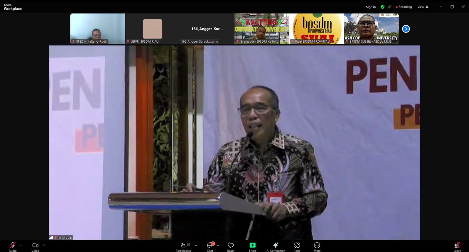 BPSDM Kalteng Turut Berpartisipasi Dalam Diseminasi Pengelolaan Pendidikan dan Pelatihan PIP