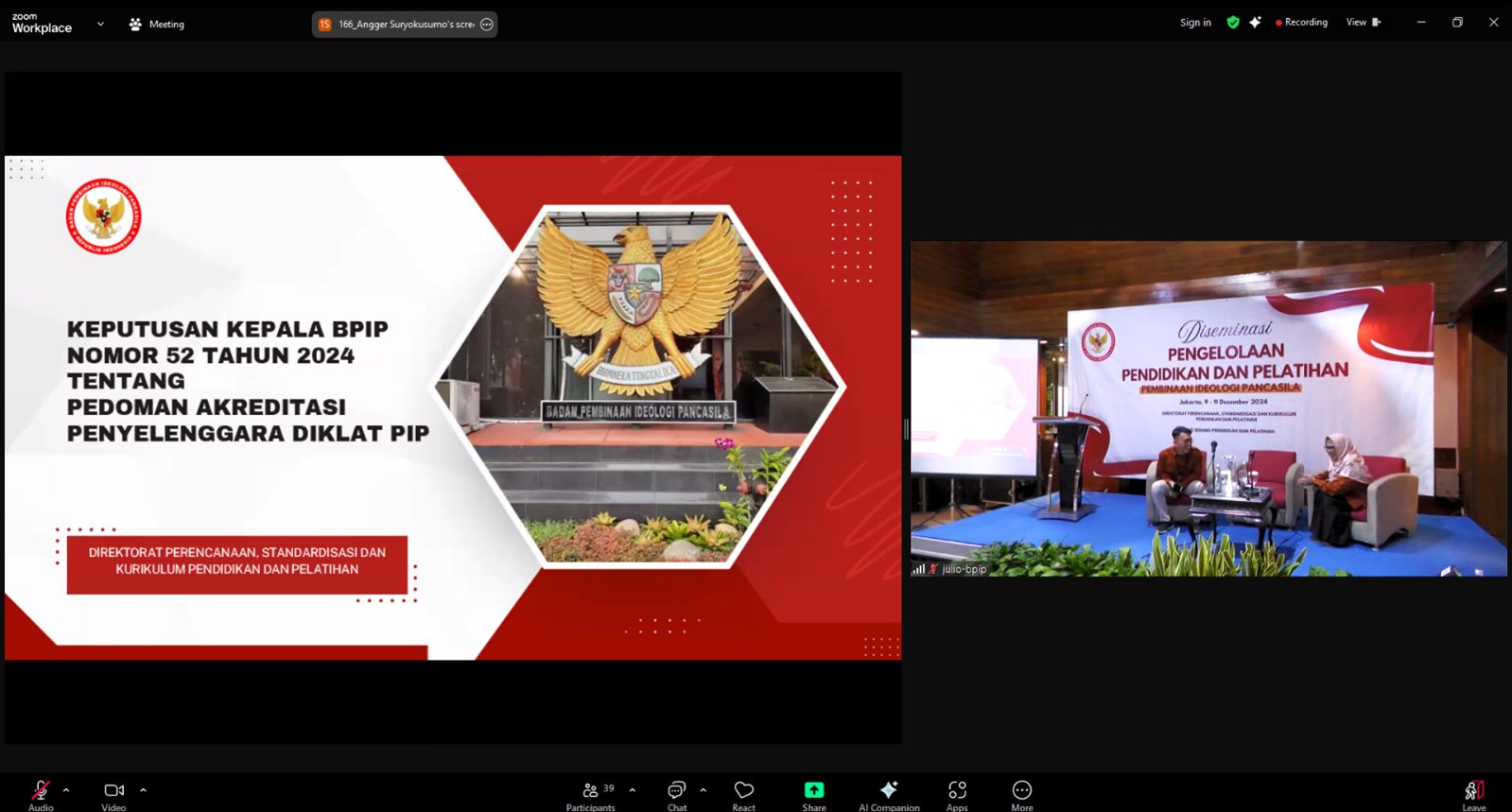 BPSDM Kalteng Turut Berpartisipasi Dalam Diseminasi Pengelolaan Pendidikan dan Pelatihan PIP