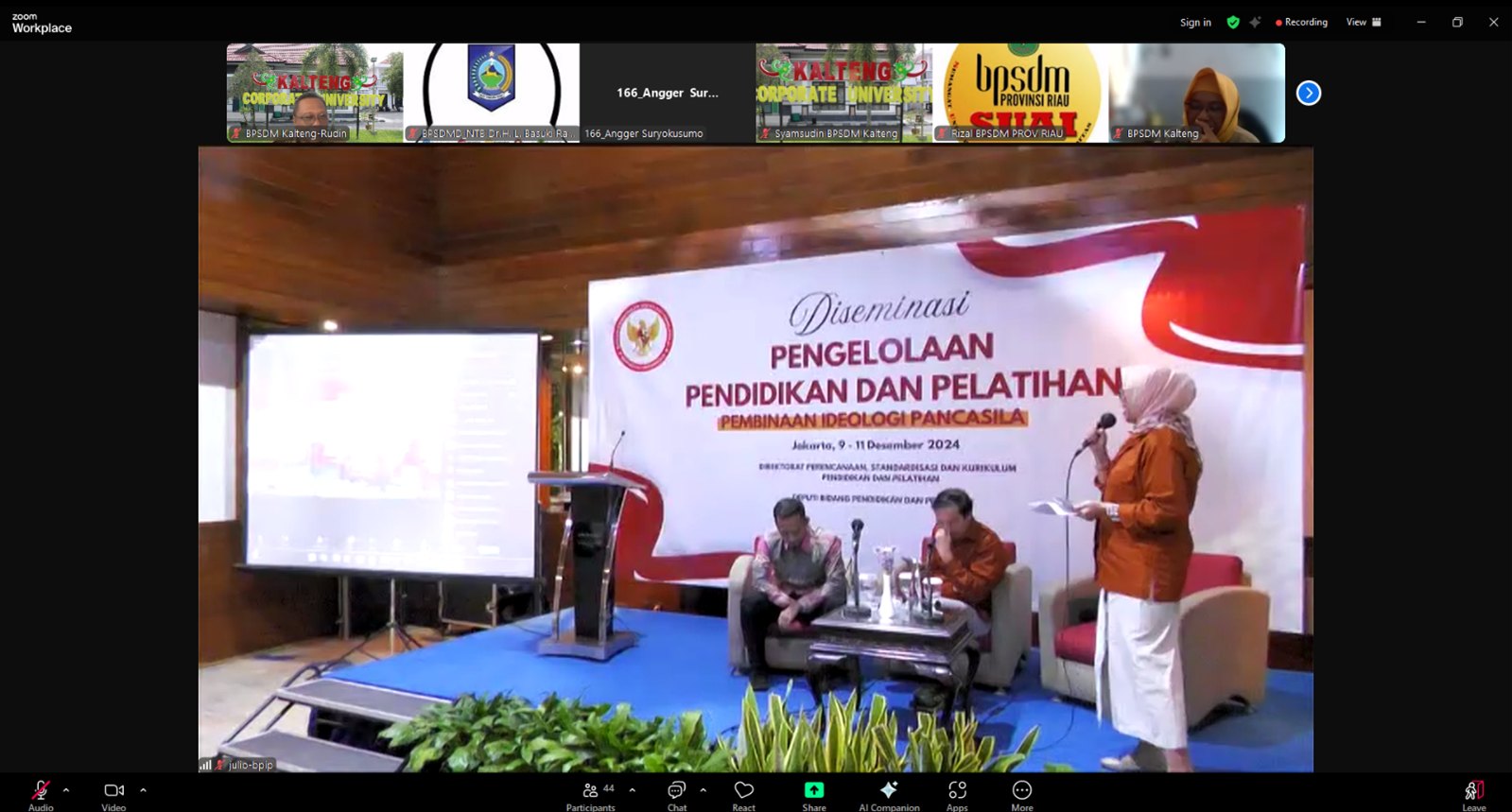 BPSDM Kalteng Turut Berpartisipasi Dalam Diseminasi Pengelolaan Pendidikan dan Pelatihan PIP