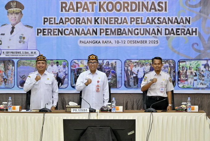Plt. Sekda Prov. Kalteng Leonard S. Ampung Buka Rakor Pelaporan Kinerja Pelaksanaan Rencana Pembangunan