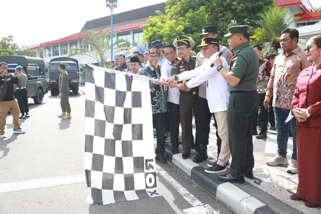 Gubernur Kalteng Agustiar Sabran Pimpin Apel Pelepasan Bantuan Kemanusiaan Bagi Korban Bencana Alam