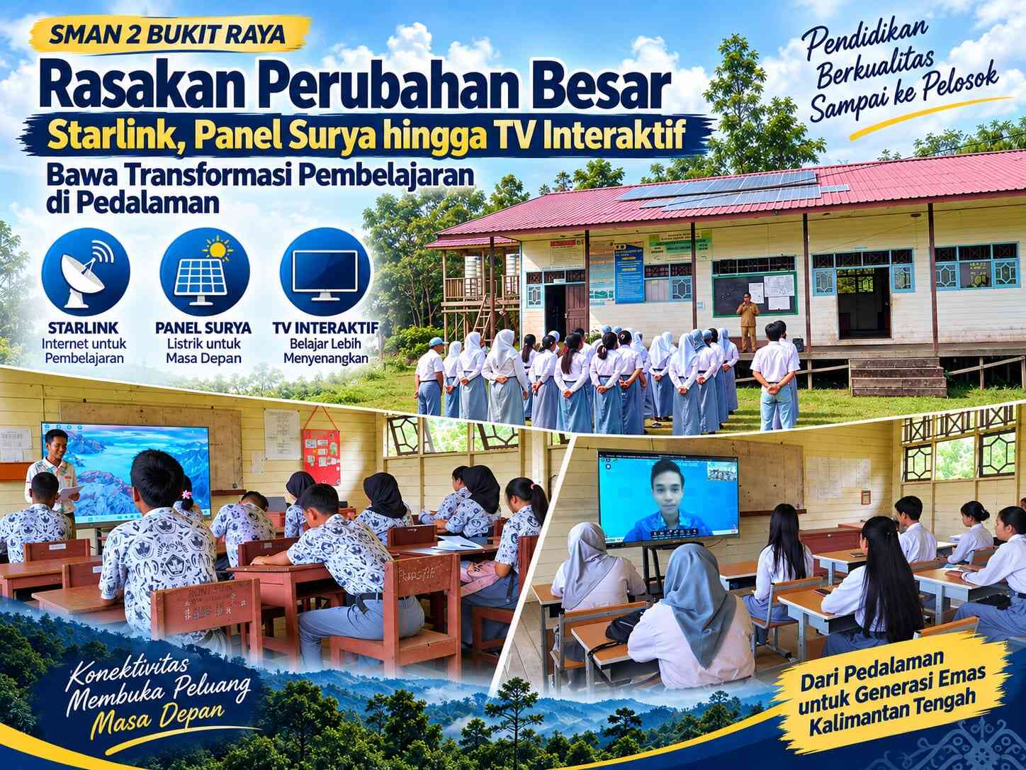 SMAN 2 Bukit Raya Perkuat Pembelajaran Digital melalui Dukungan Starlink, Panel Surya, dan TV Interaktif