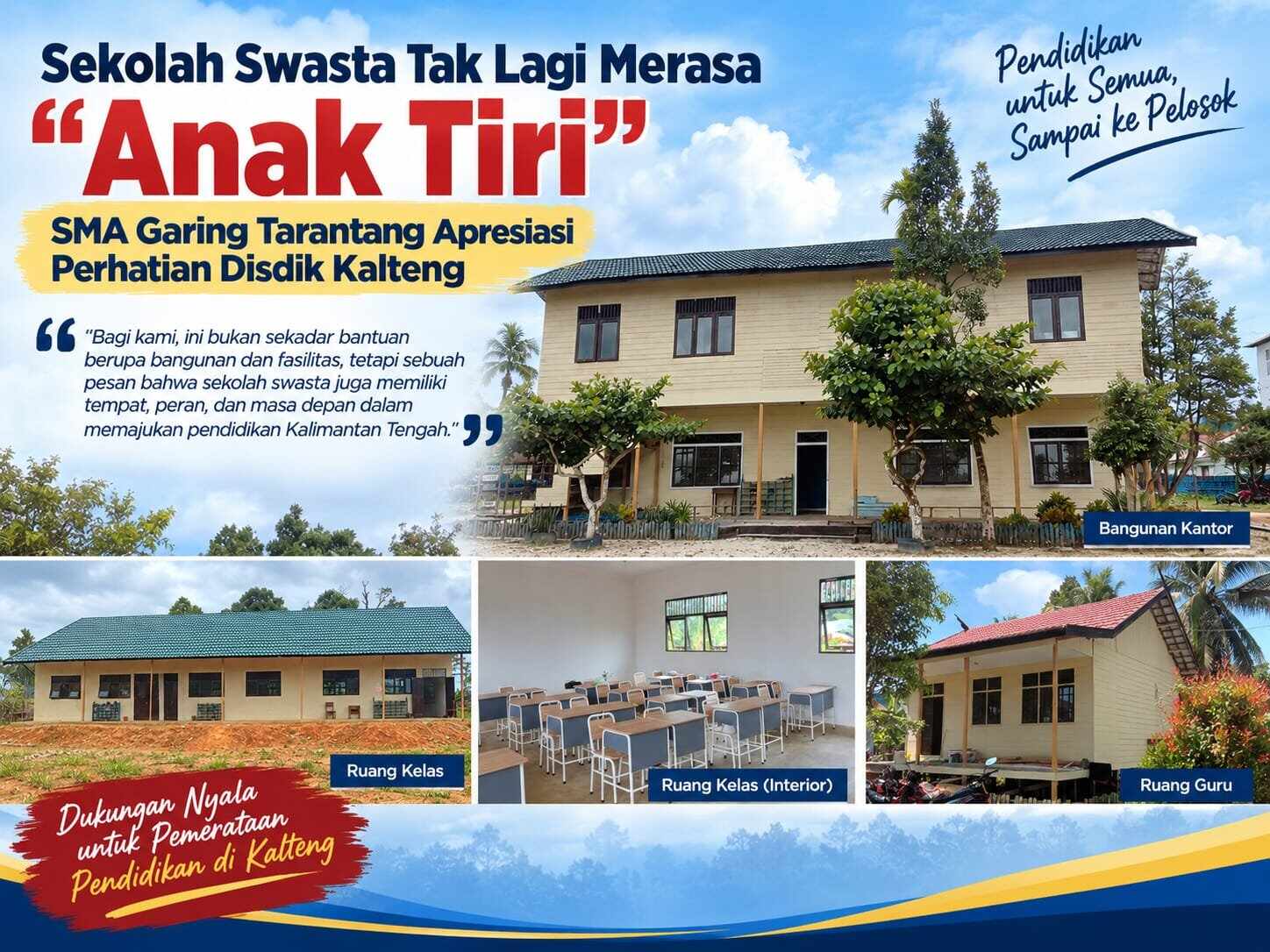 Pemerataan Pendidikan Kalteng Menjangkau Sekolah Swasta, SMA Garing Tarantang Rasakan Dukungan Pemerintah