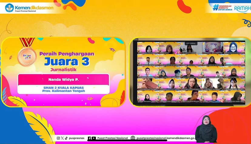 Harumkan Nama Kalimantan Tengah, Nanda Widya Putri Raih Juara 3 Jurnalistik FLS3N 2026