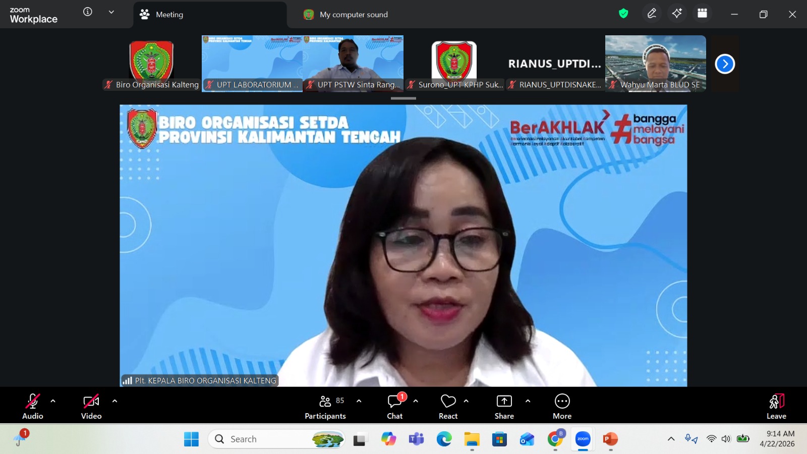 Biro Organisasi Pemprov Kalteng Laksanakan Evaluasi UPTD dan Cabang Dinas