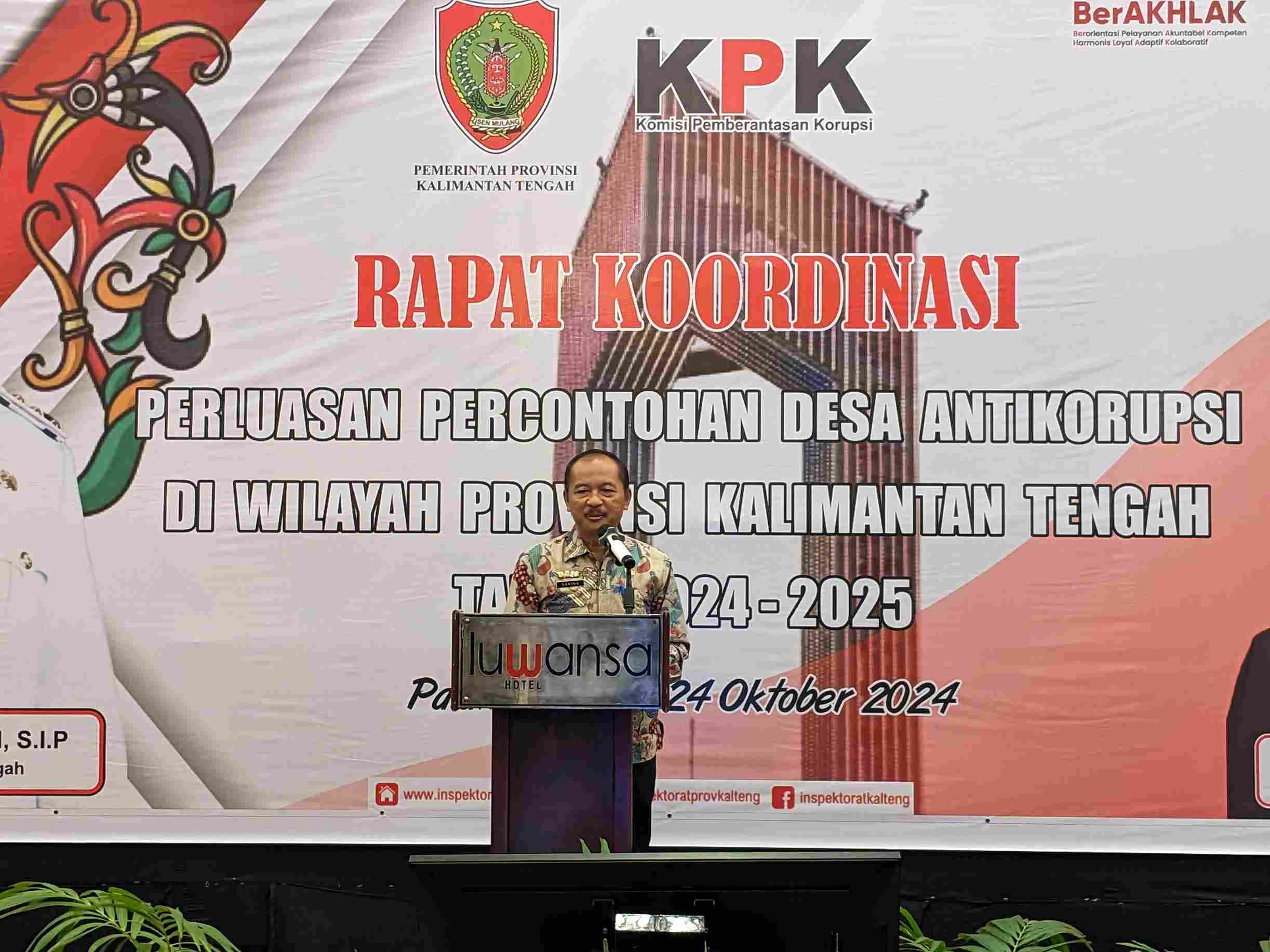 Inspektorat Daerah Prov. Kalteng Gandeng KPK RI Gelar Rakor Persiapan Perluasan Percontohan Desa Antikorupsi di Wilayah Prov. Kalteng Tahun 2024-2025