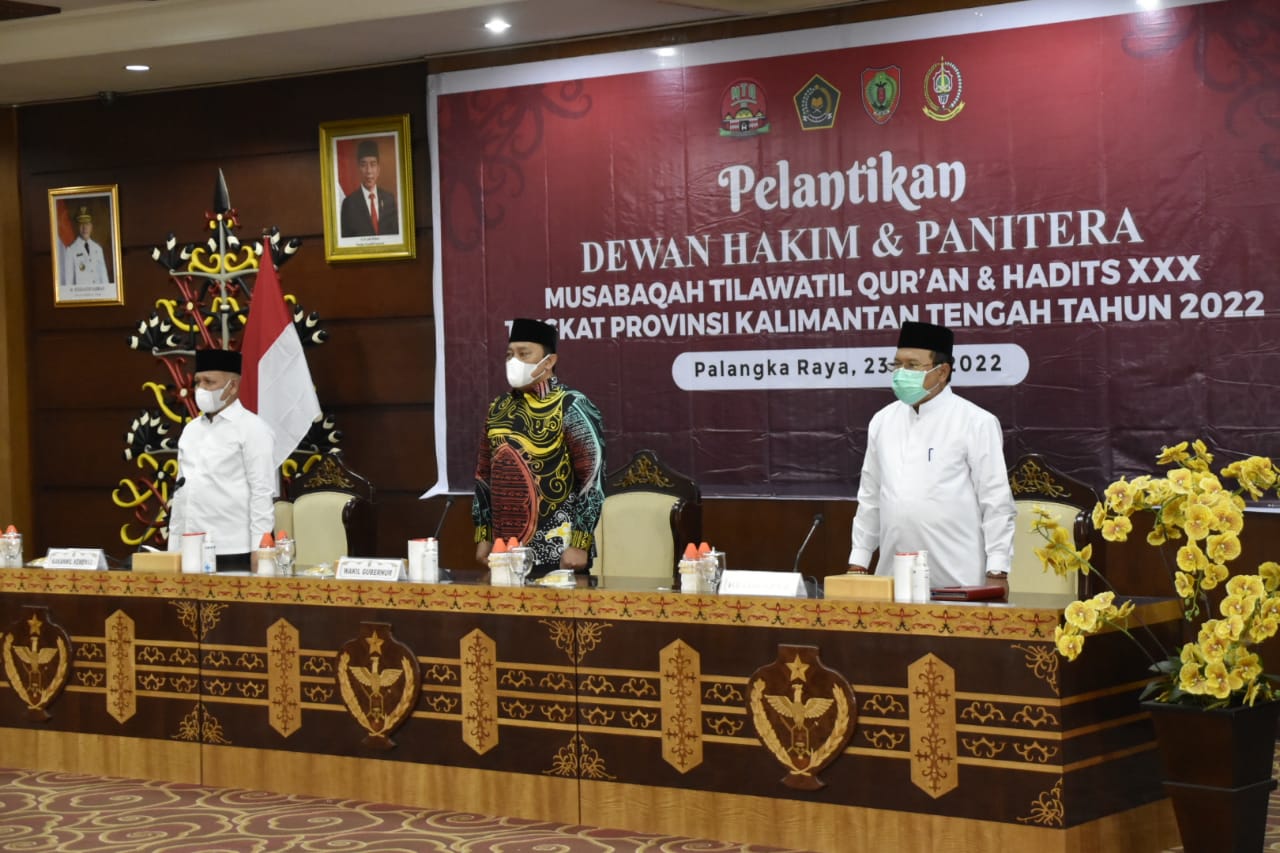 Wagub Kalteng Lantik Dewan Pertimbangan, Dewan Pengawas, Dewan Hakim dan Panitera MTQH