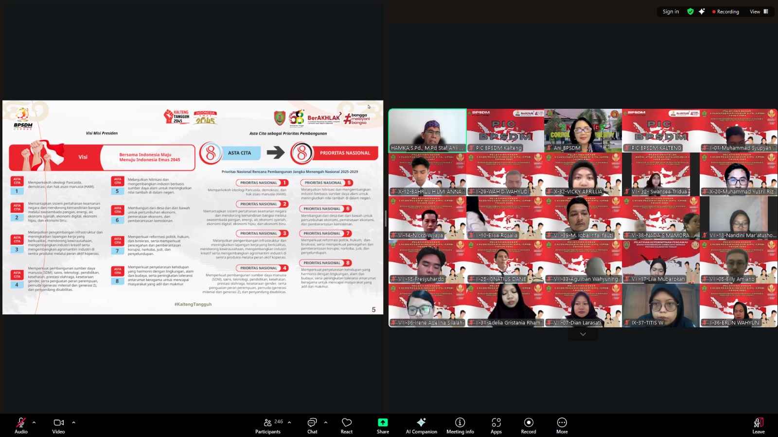 BPSDM Prov. Kalteng Gelar Ceramah Muatan Teknis Substansi Lembaga