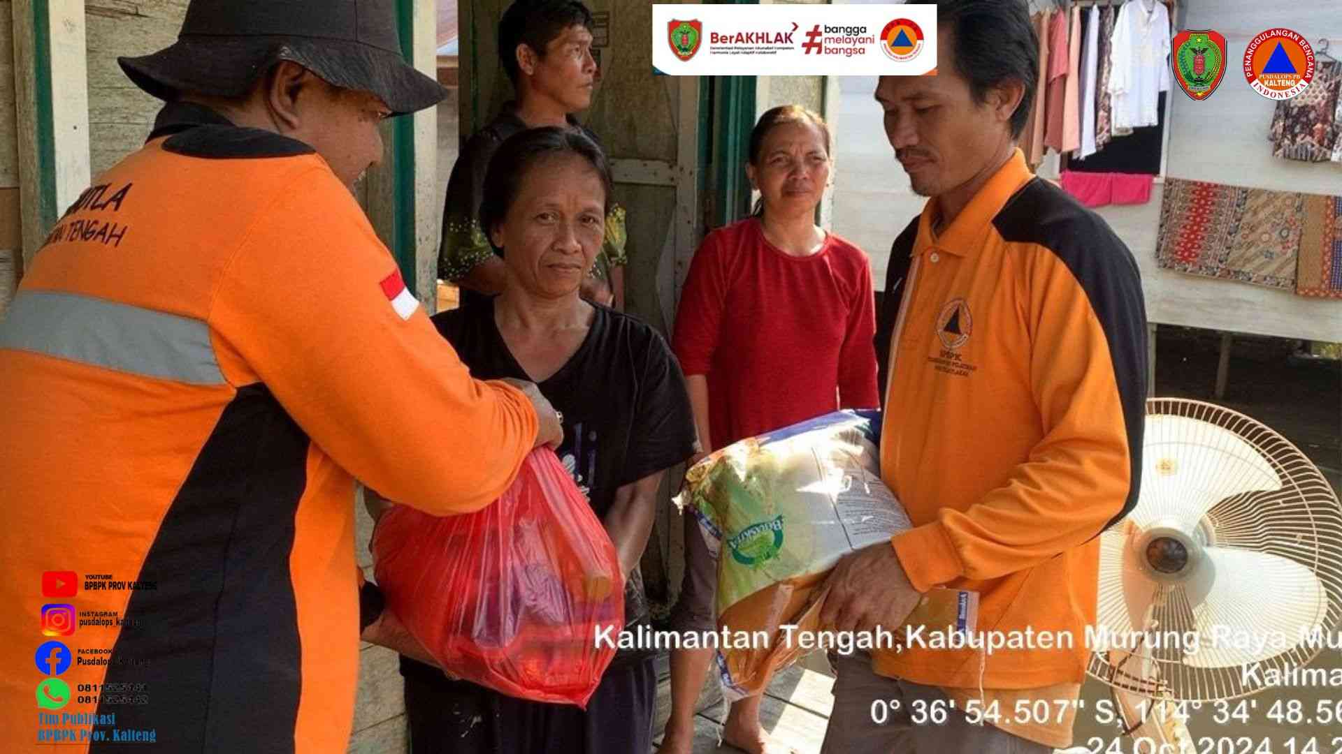 Kepala Pelaksana BPBPK Ahmad Toyib Serahkan Bantuan Logistik dari Gubernur Kalteng Kepada Masyarakat Terdampak Banjir
