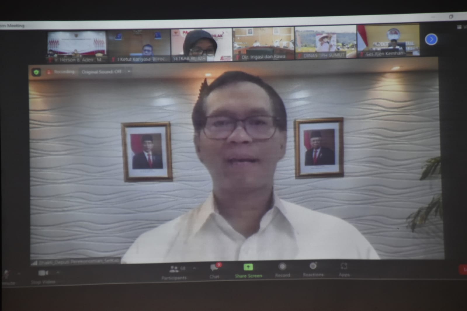 Rapat Koordinasi Pembahasan Food Estate Secara Virtual Dari Aula Eka Hapakat Kantor Gubernur Kalteng