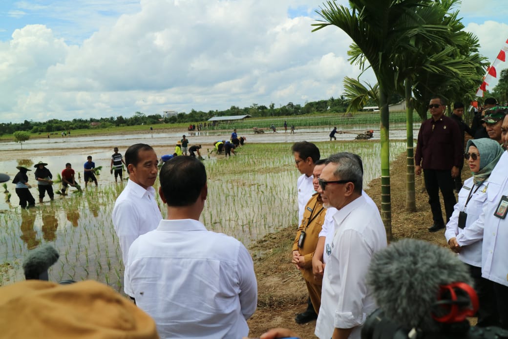 Gubernur Kalteng Sugianto Sabran Dampingi Presiden Republik Indonesia (RI) Joko Widodo ke Lokasi Lahan Pertanian di Desa Bapeang