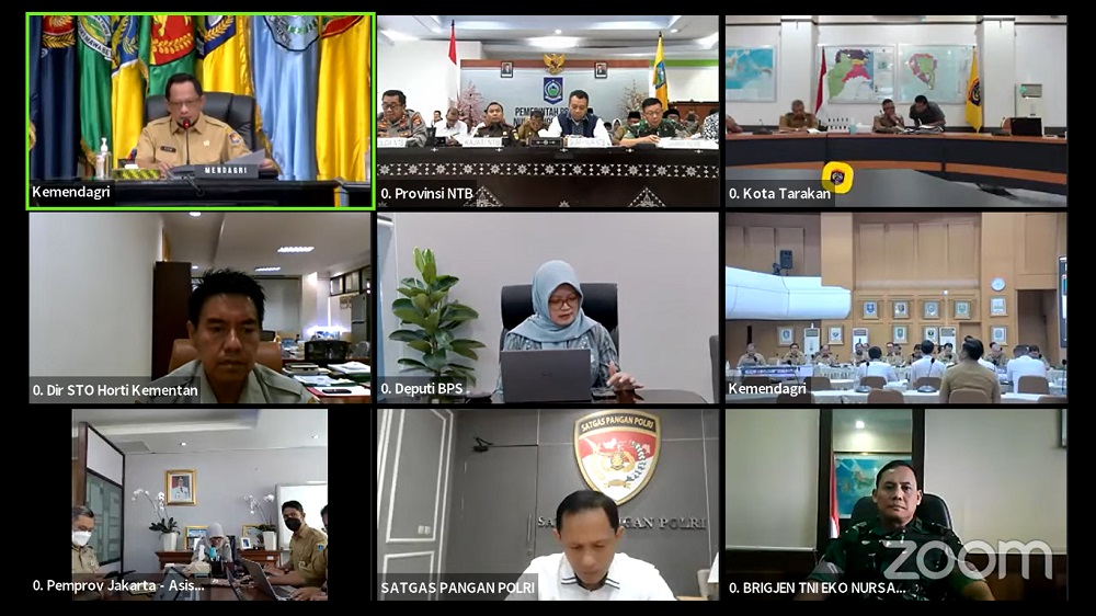 Sekda Prov. Kalteng Hadiri Rakor Pengendalian Inflasi Tahun 2023 Bersama Menteri Dalam Negeri RI Secara Virtual