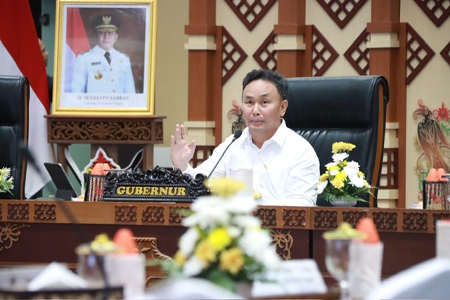 Gubernur Kalteng Sugianto Sabran Pimpin Rapat Kerja Pemantapan Optimasi Lahan Food Estate Padi Nasional di Prov. Kalteng